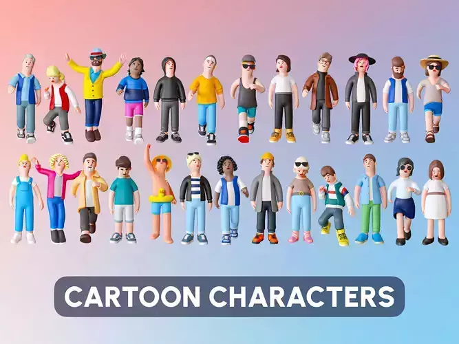 Cartoon Characters Low-poly 3D model