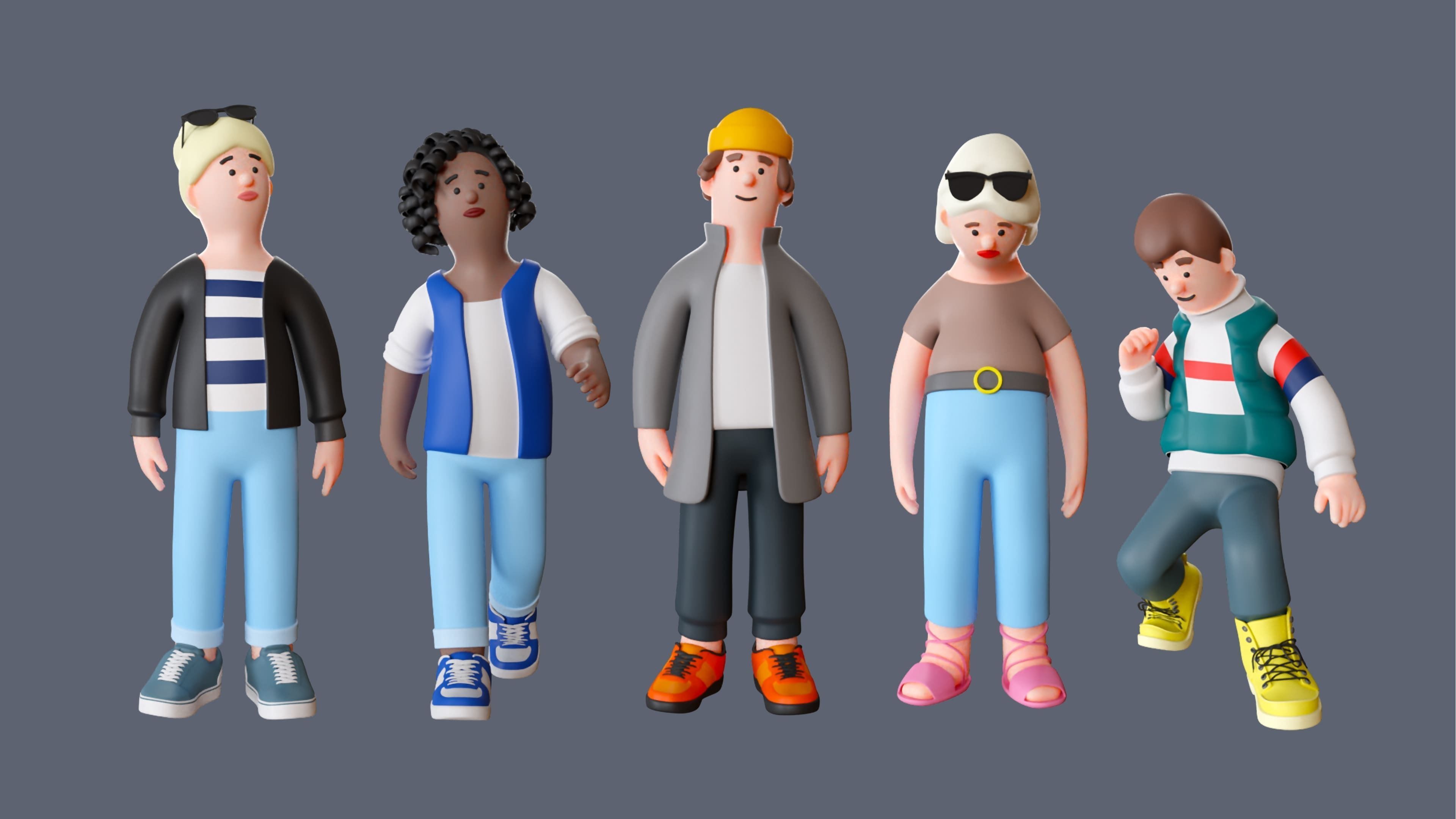 Cartoon Characters Low-poly 3D model_5