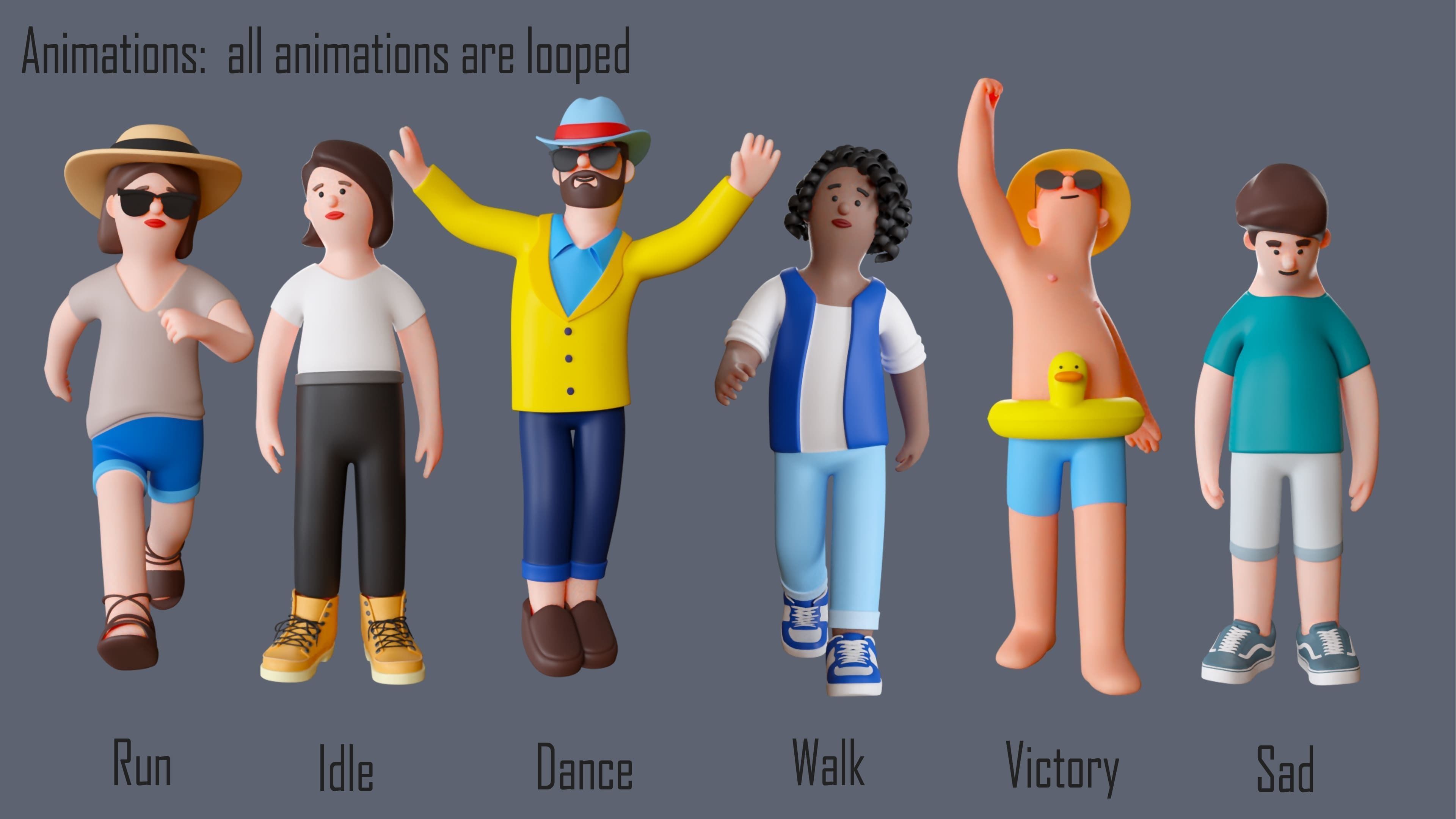 Cartoon Characters Low-poly 3D model_3