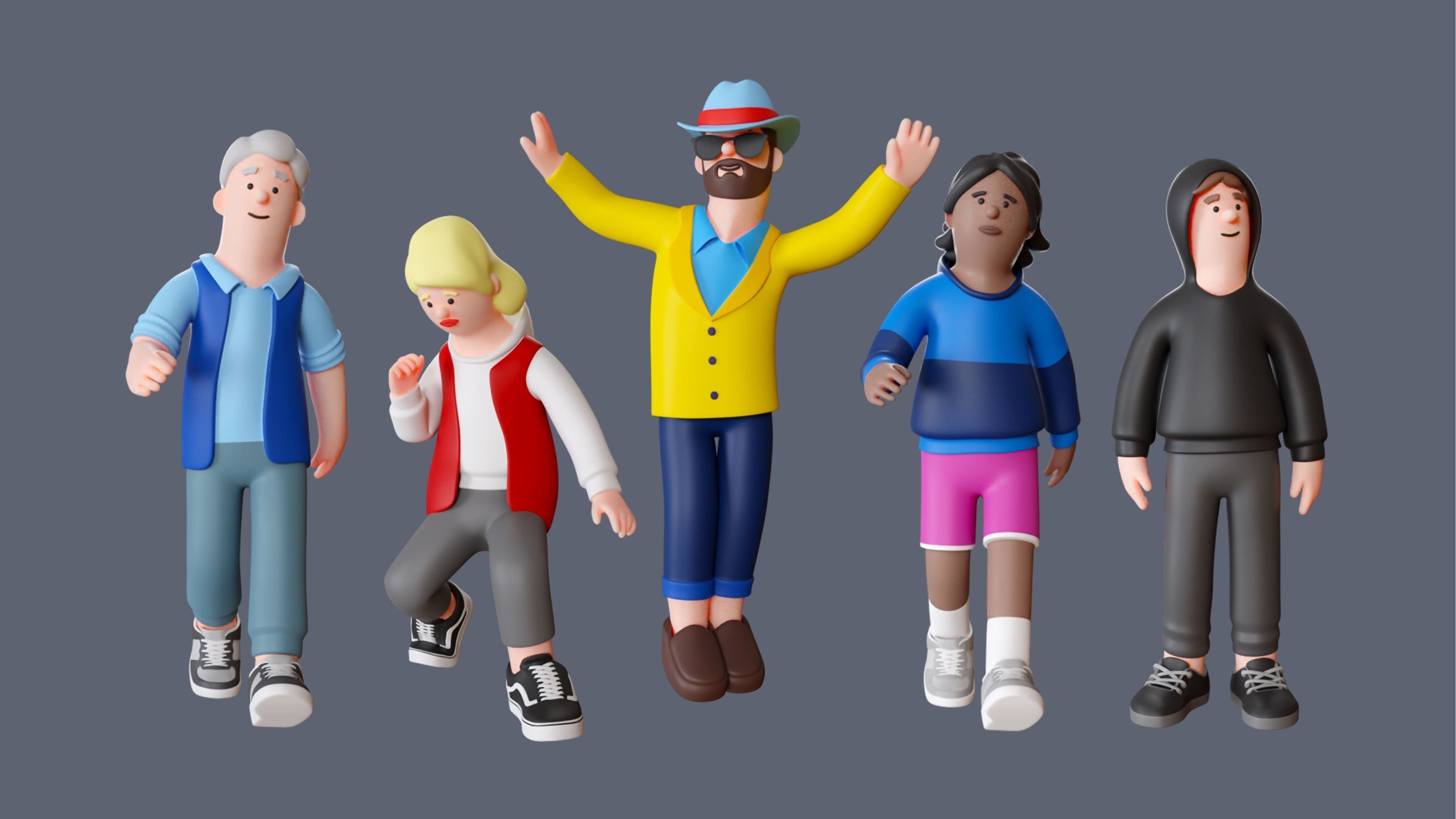 Cartoon Characters Low-poly 3D model_4