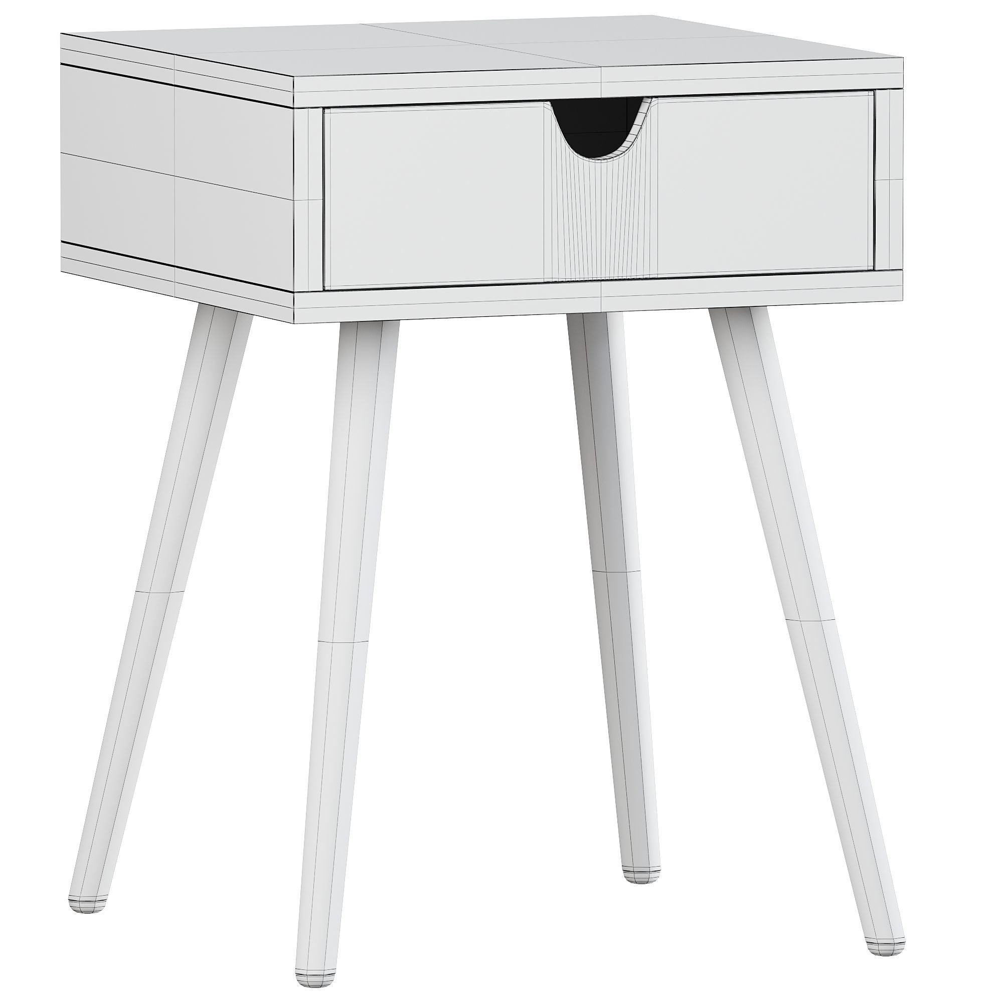 Piza 1 bedside table with wooden legs 3D model_2