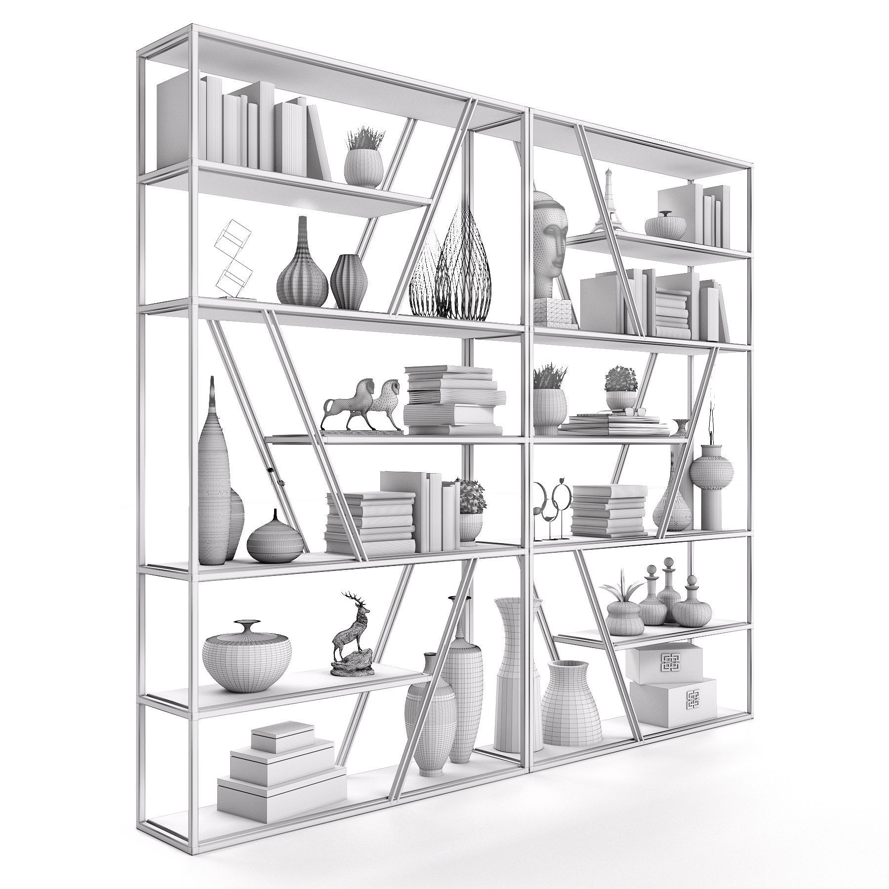 Shelving in Scandinavian style Low-poly 3D model_2
