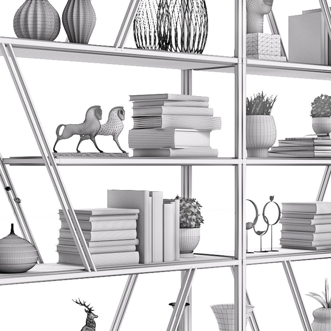 Shelving in Scandinavian style Low-poly 3D model_4