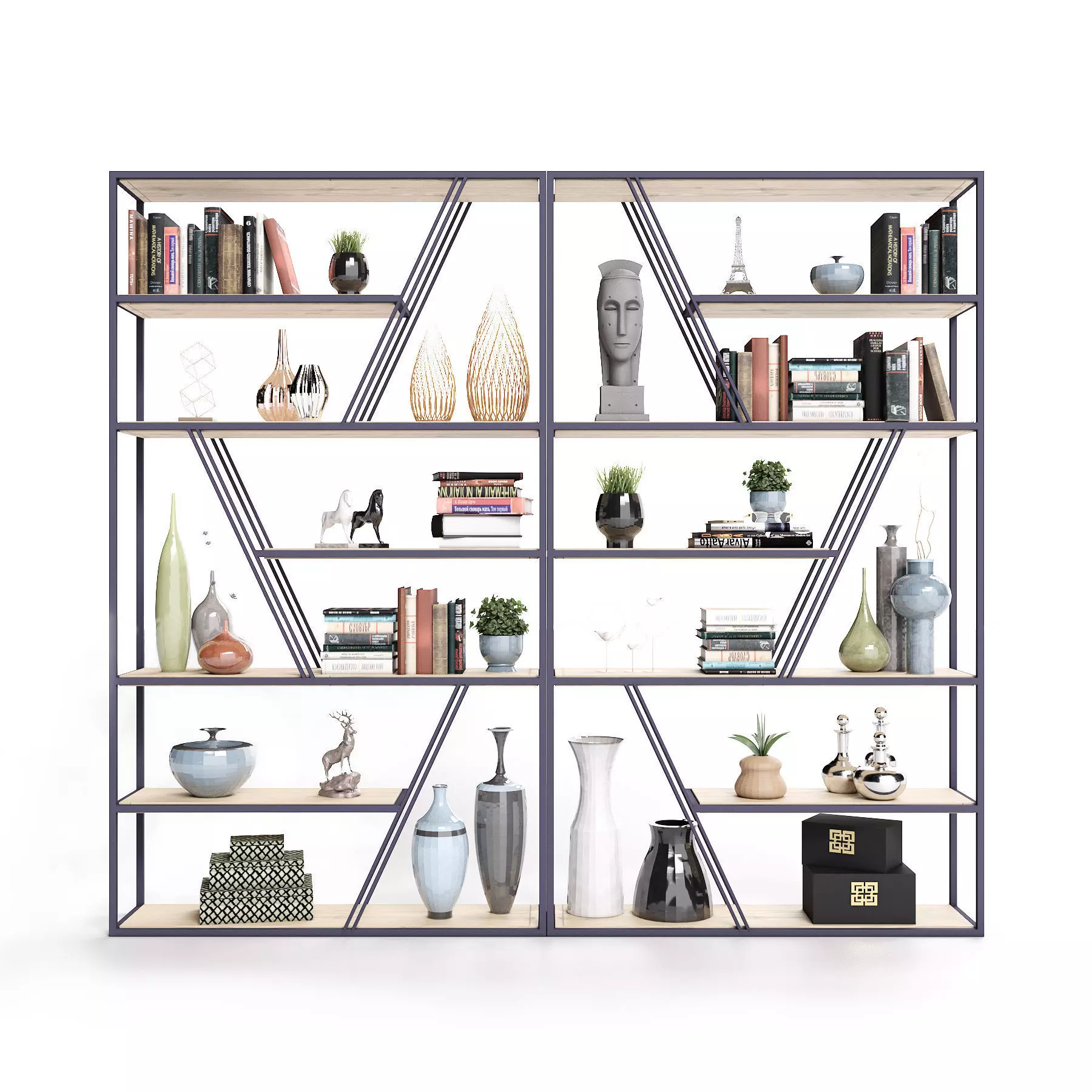 Shelving in Scandinavian style Low-poly 3D model_0