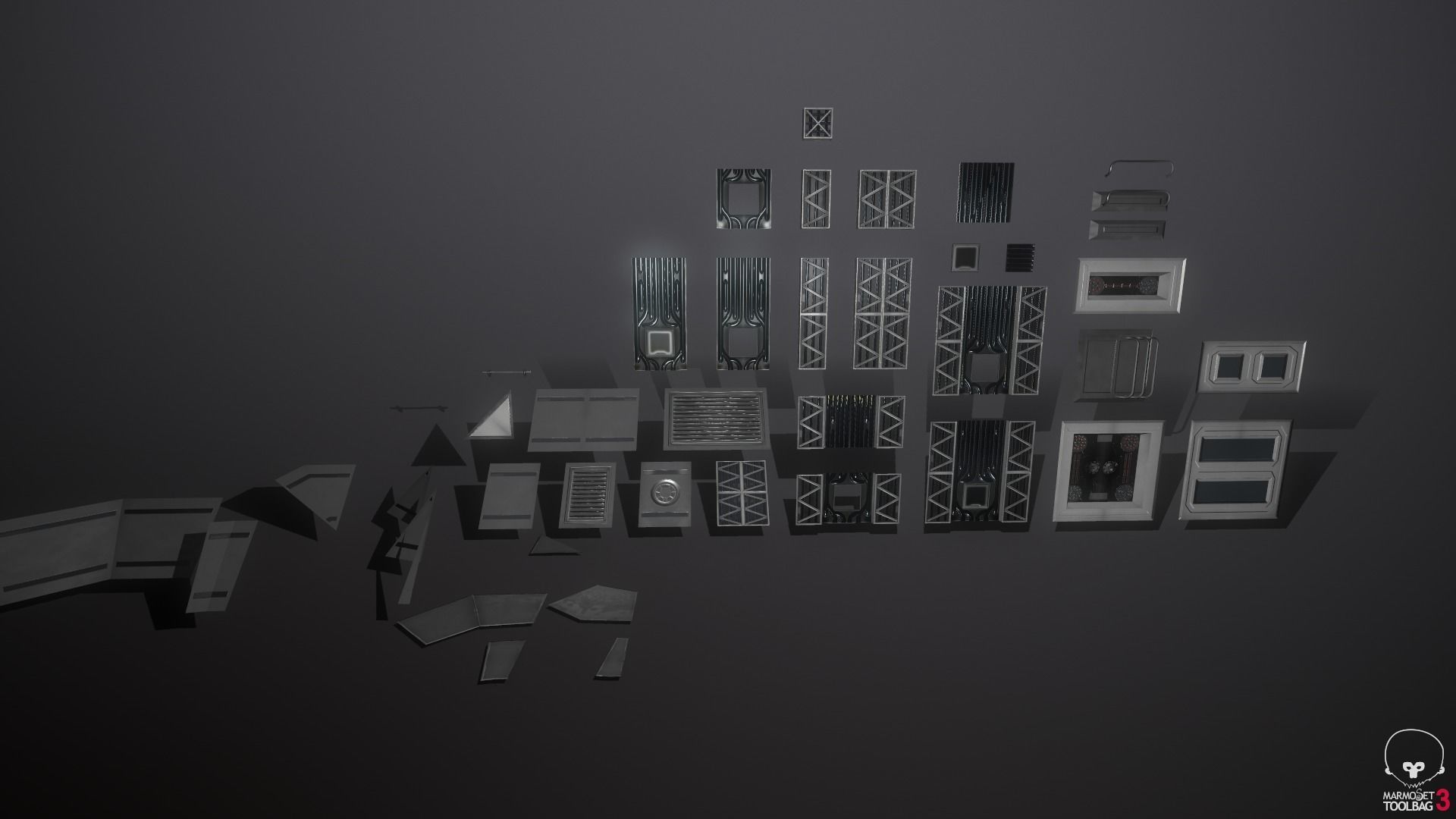 Sci-Fi Modular Enviroment Kit Low-poly 3D model_22