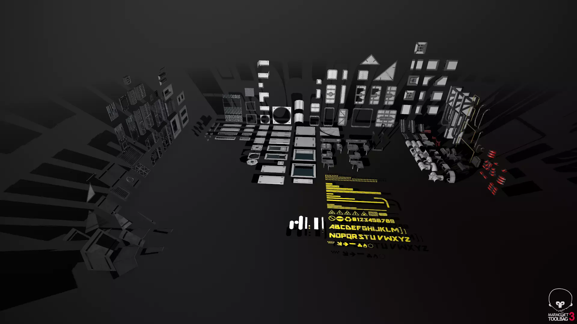 Sci-Fi Modular Enviroment Kit Low-poly 3D model_0