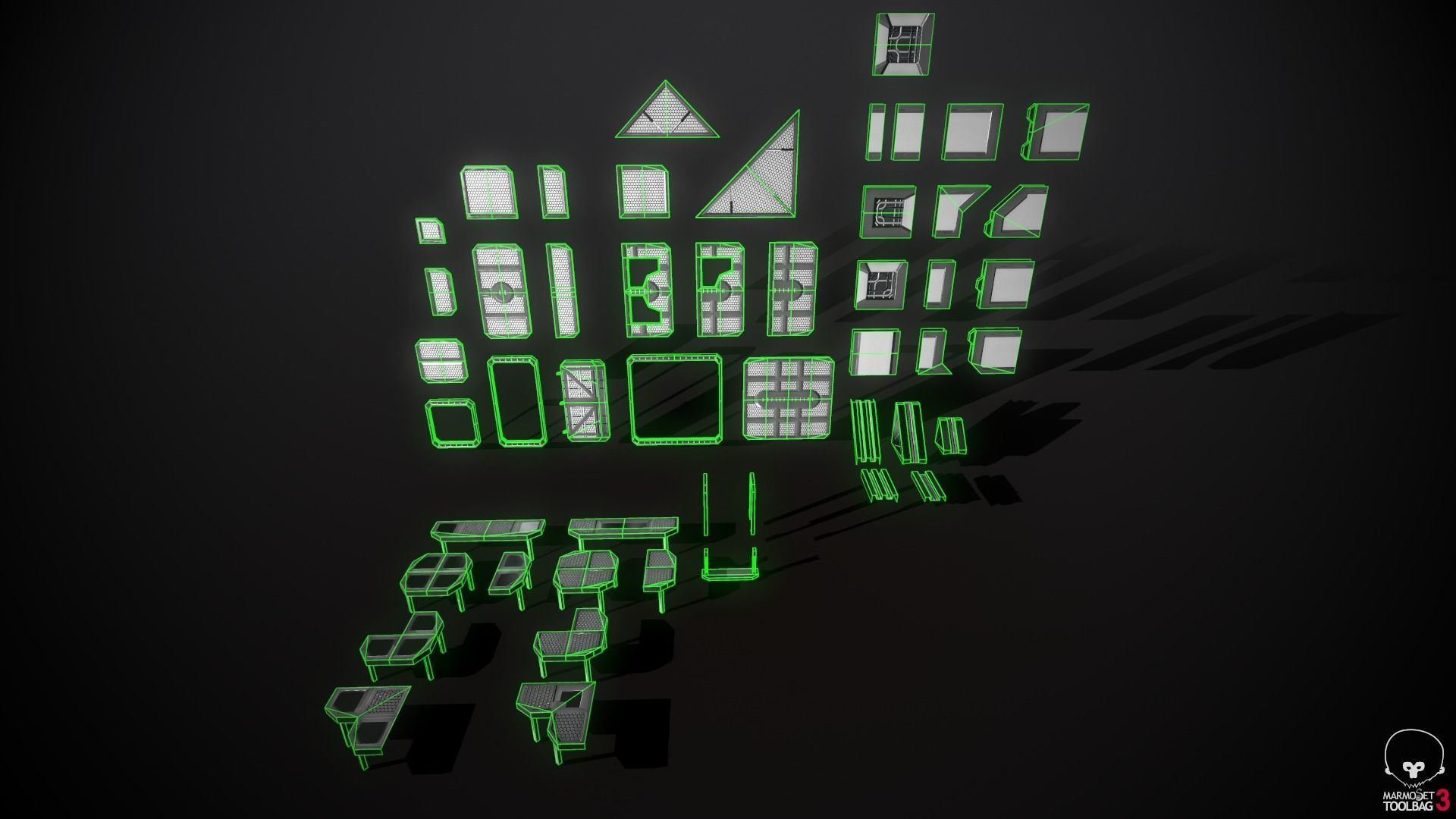 Sci-Fi Modular Enviroment Kit Low-poly 3D model_25