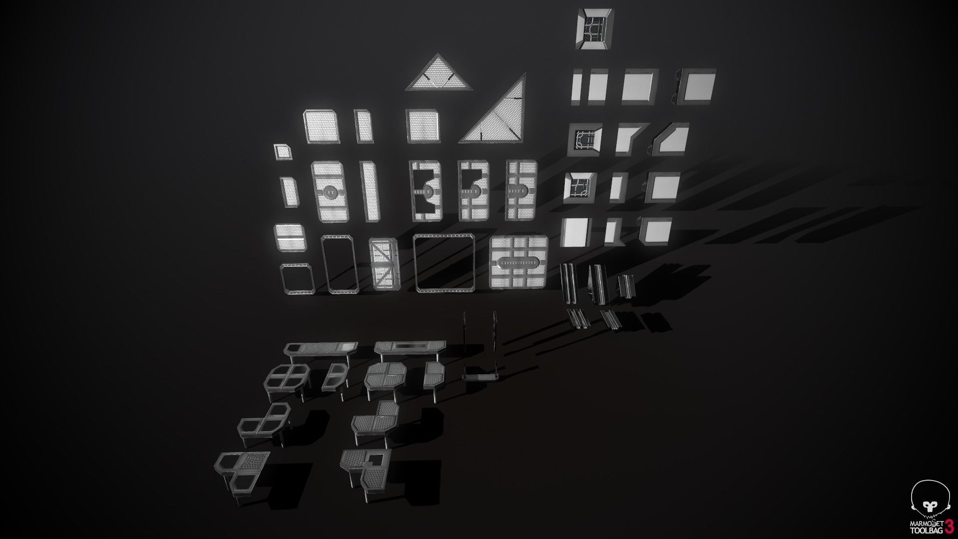 Sci-Fi Modular Enviroment Kit Low-poly 3D model_24