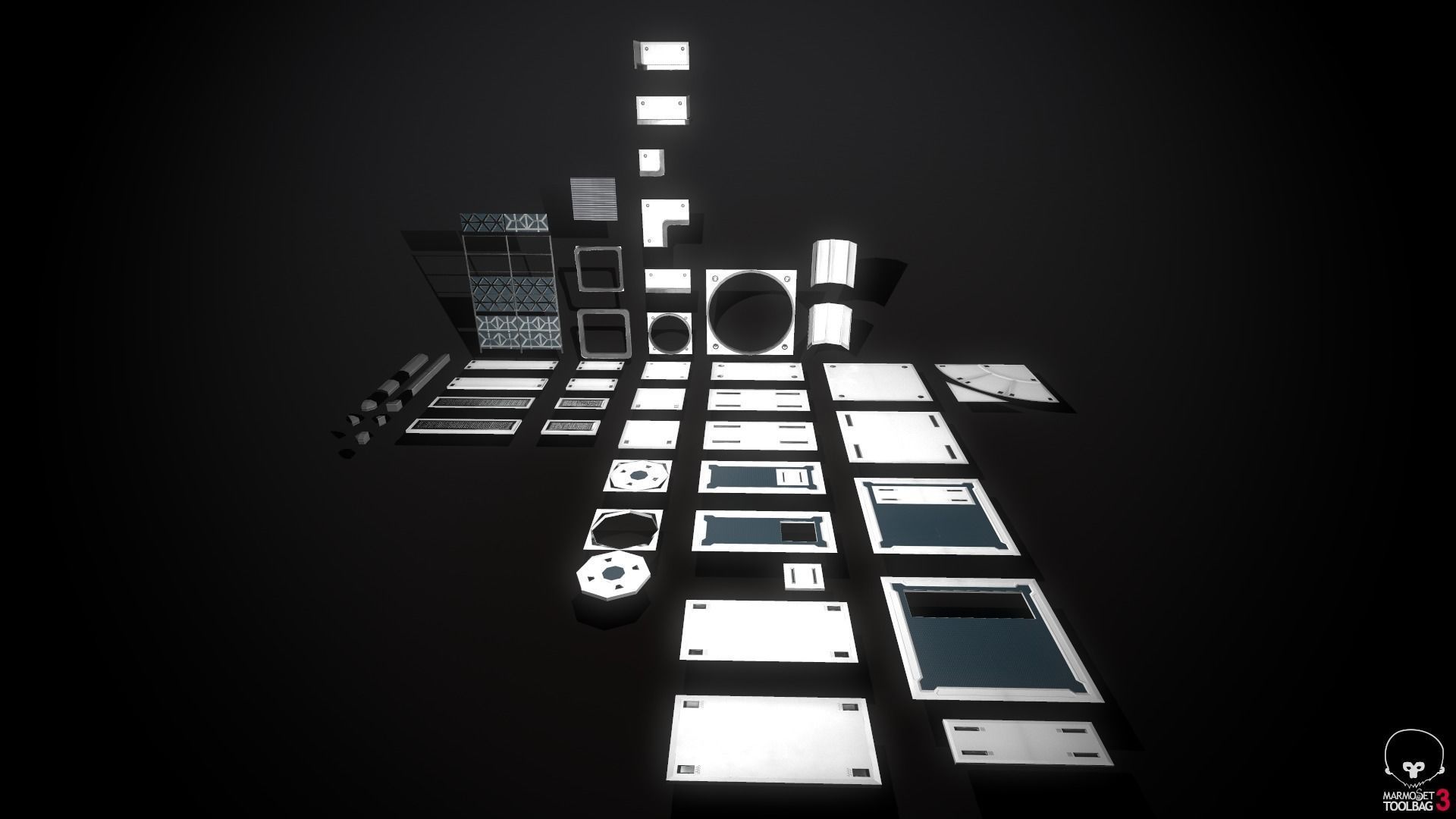 Sci-Fi Modular Enviroment Kit Low-poly 3D model_20