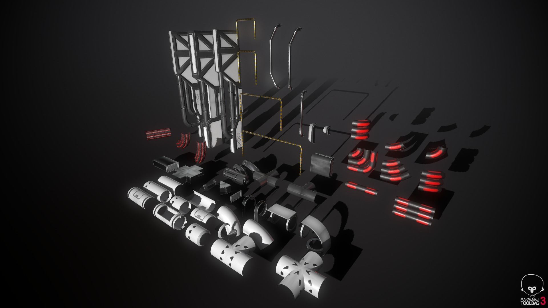 Sci-Fi Modular Enviroment Kit Low-poly 3D model_26