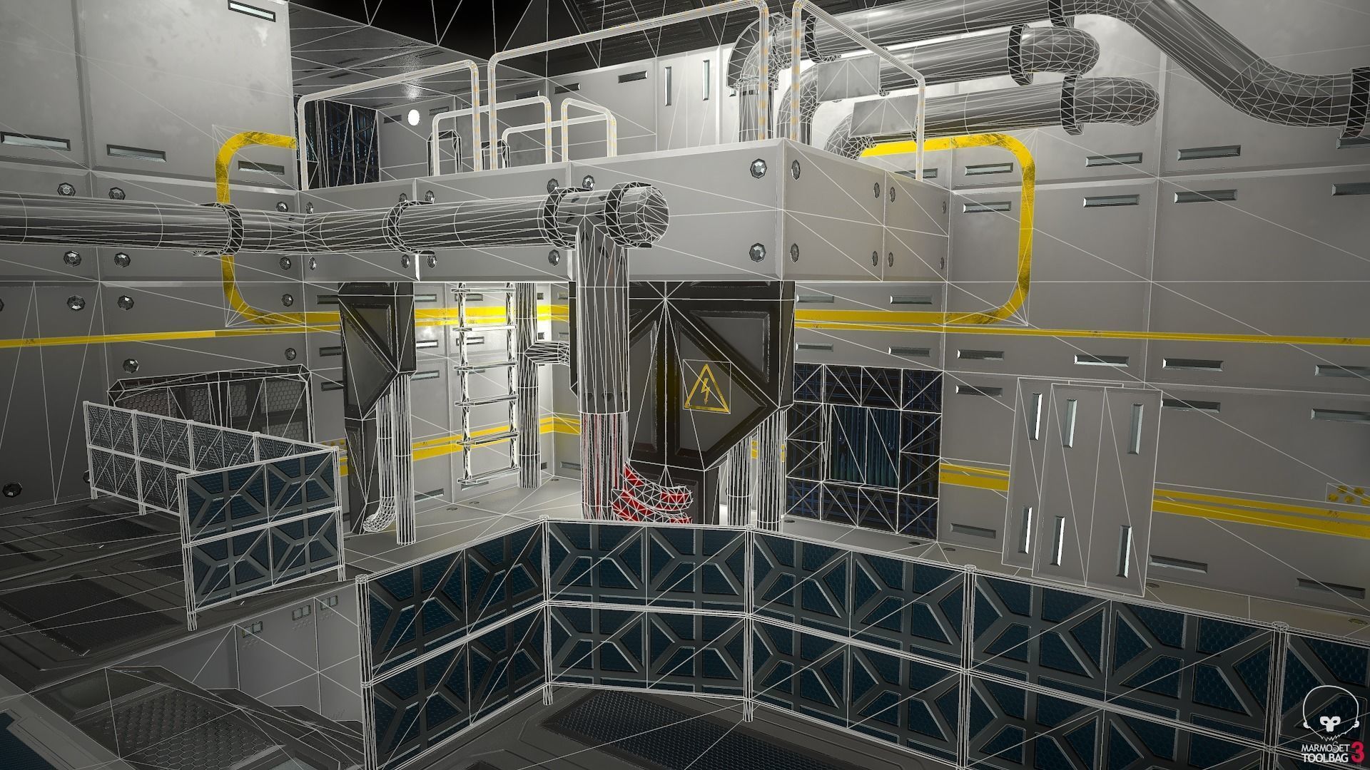Sci-Fi Modular Enviroment Kit Low-poly 3D model_10
