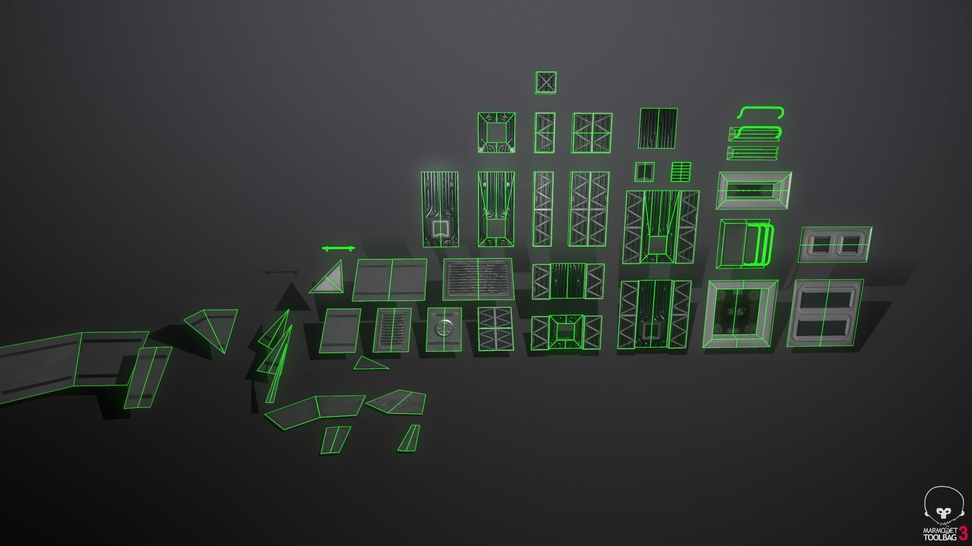 Sci-Fi Modular Enviroment Kit Low-poly 3D model_23