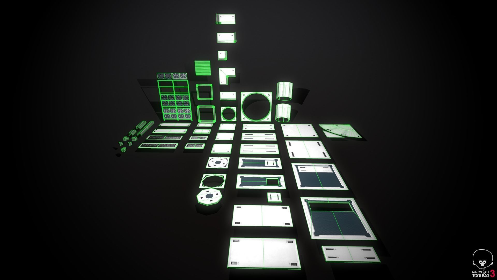Sci-Fi Modular Enviroment Kit Low-poly 3D model_21
