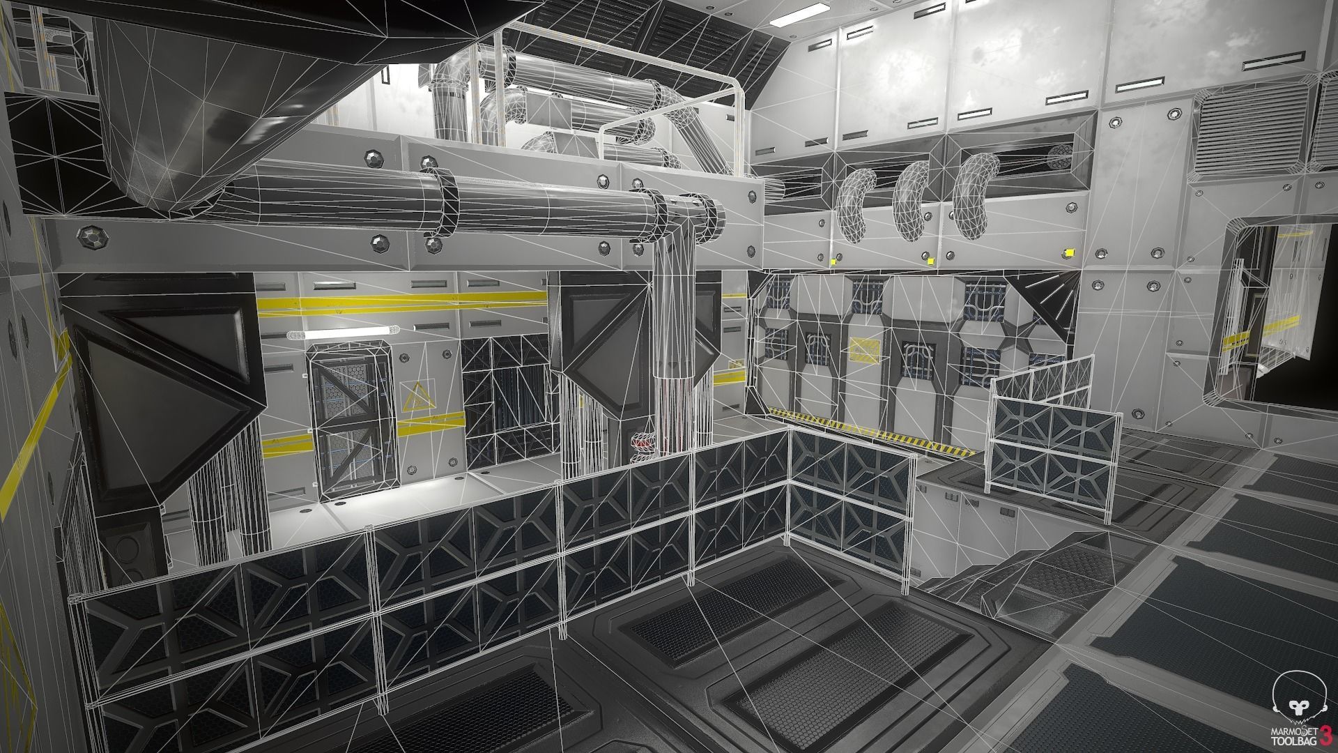 Sci-Fi Modular Enviroment Kit Low-poly 3D model_13