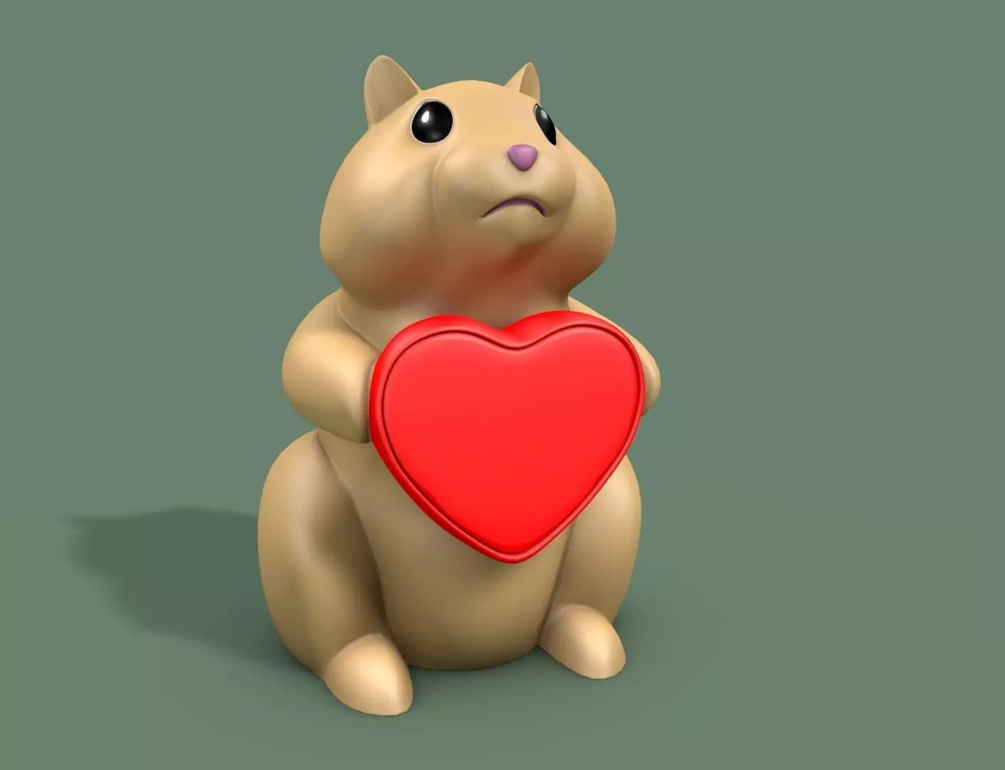 hamster with a heart 3D print model_0