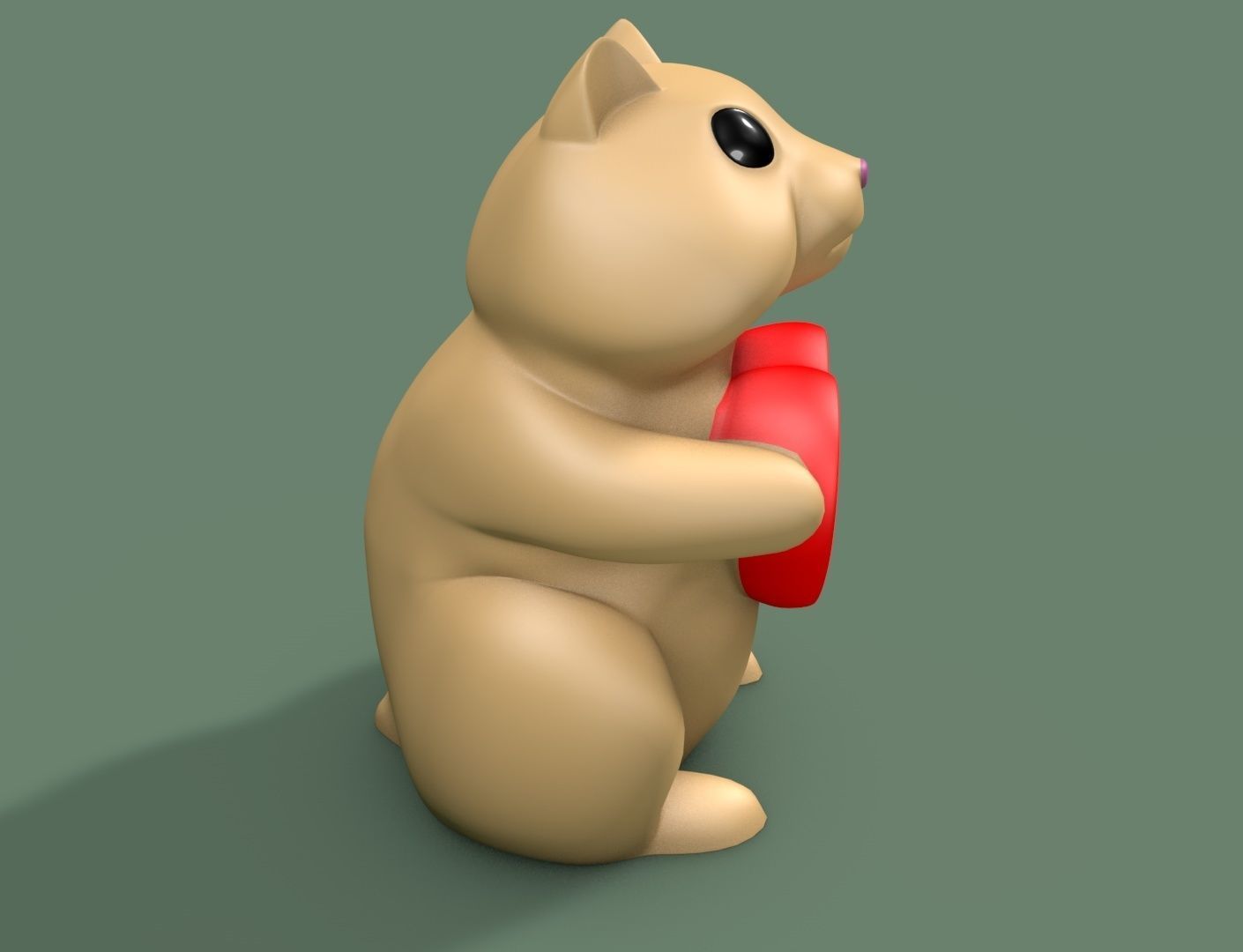 hamster with a heart 3D print model_1