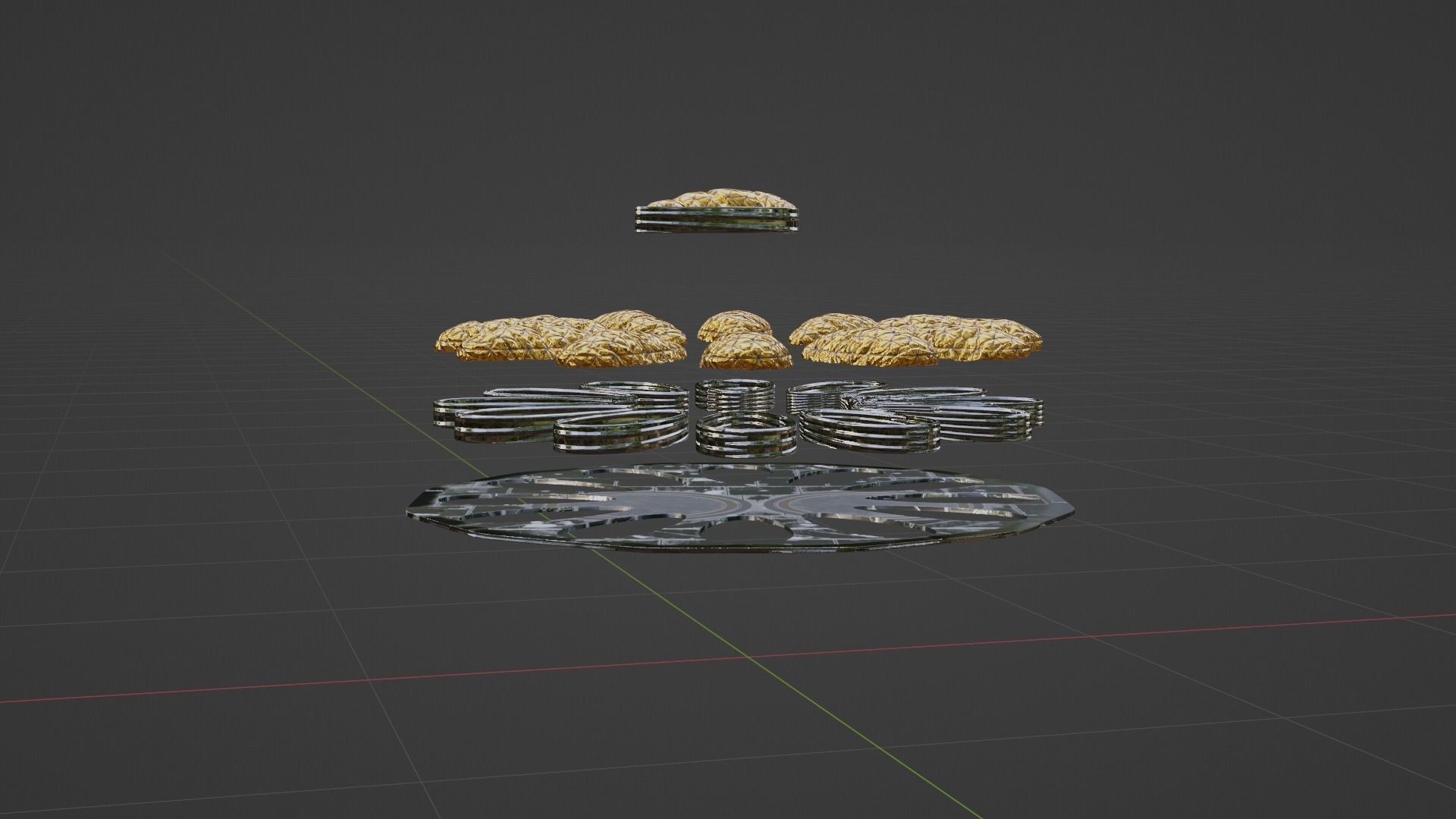 Sci-fi circular padding pillows surface panel Low-poly 3D model_29