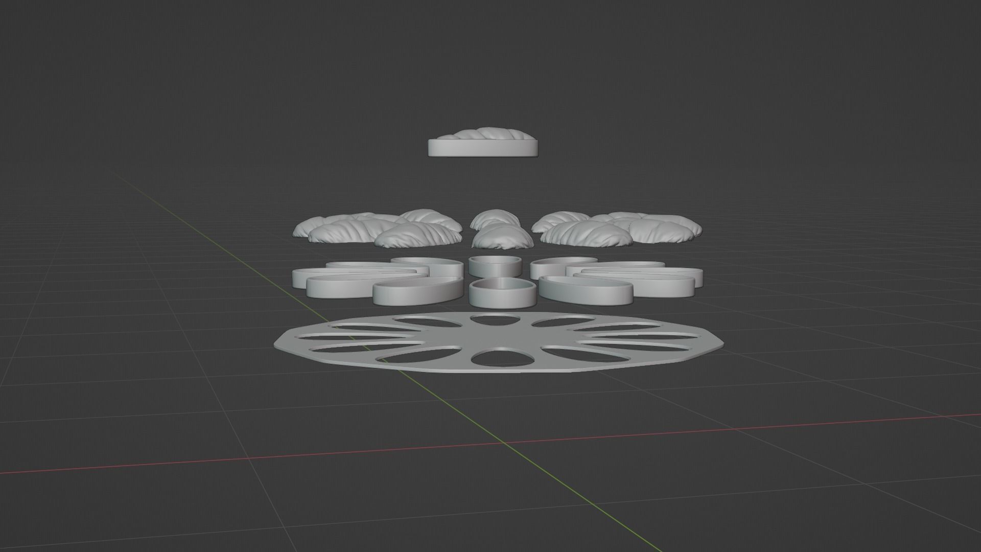 Sci-fi circular padding pillows surface panel Low-poly 3D model_2