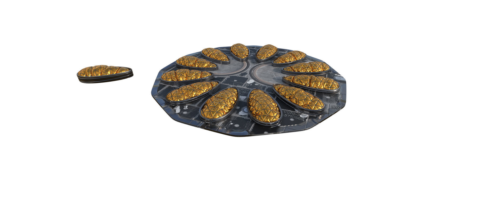 Sci-fi circular padding pillows surface panel Low-poly 3D model_11