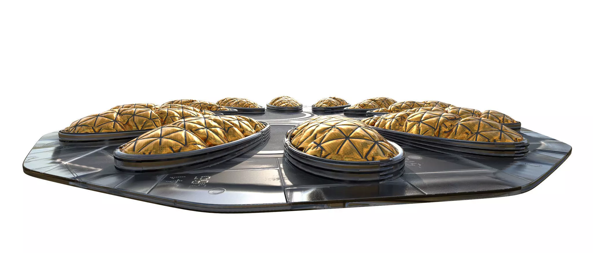 Sci-fi circular padding pillows surface panel Low-poly 3D model_0