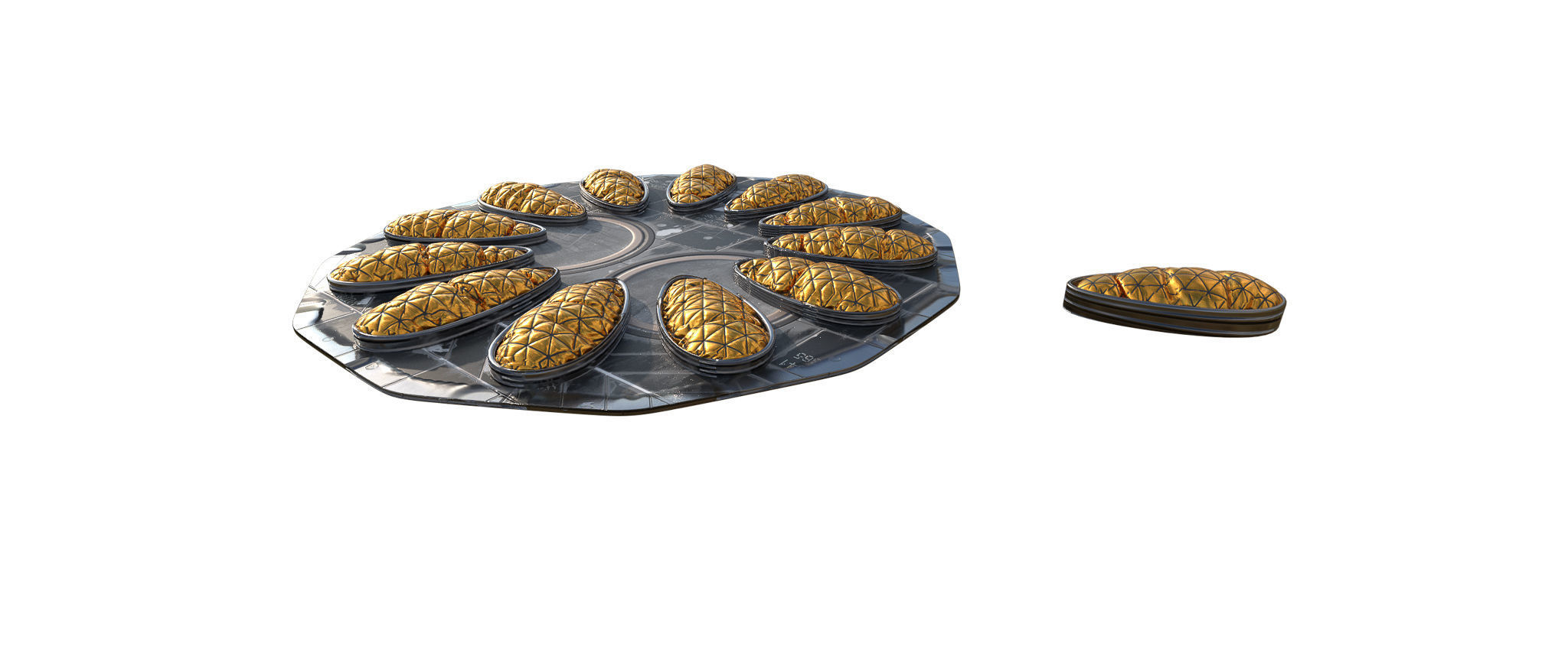Sci-fi circular padding pillows surface panel Low-poly 3D model_30