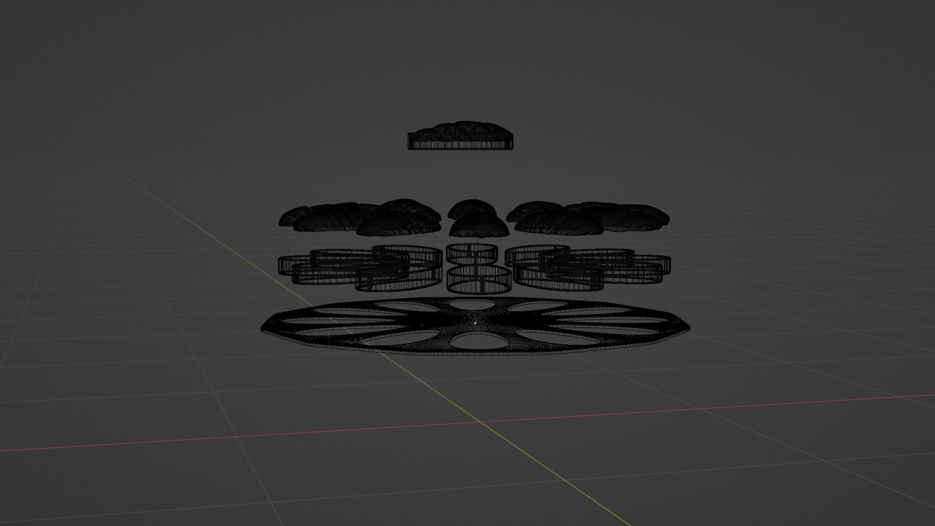 Sci-fi circular padding pillows surface panel Low-poly 3D model_27