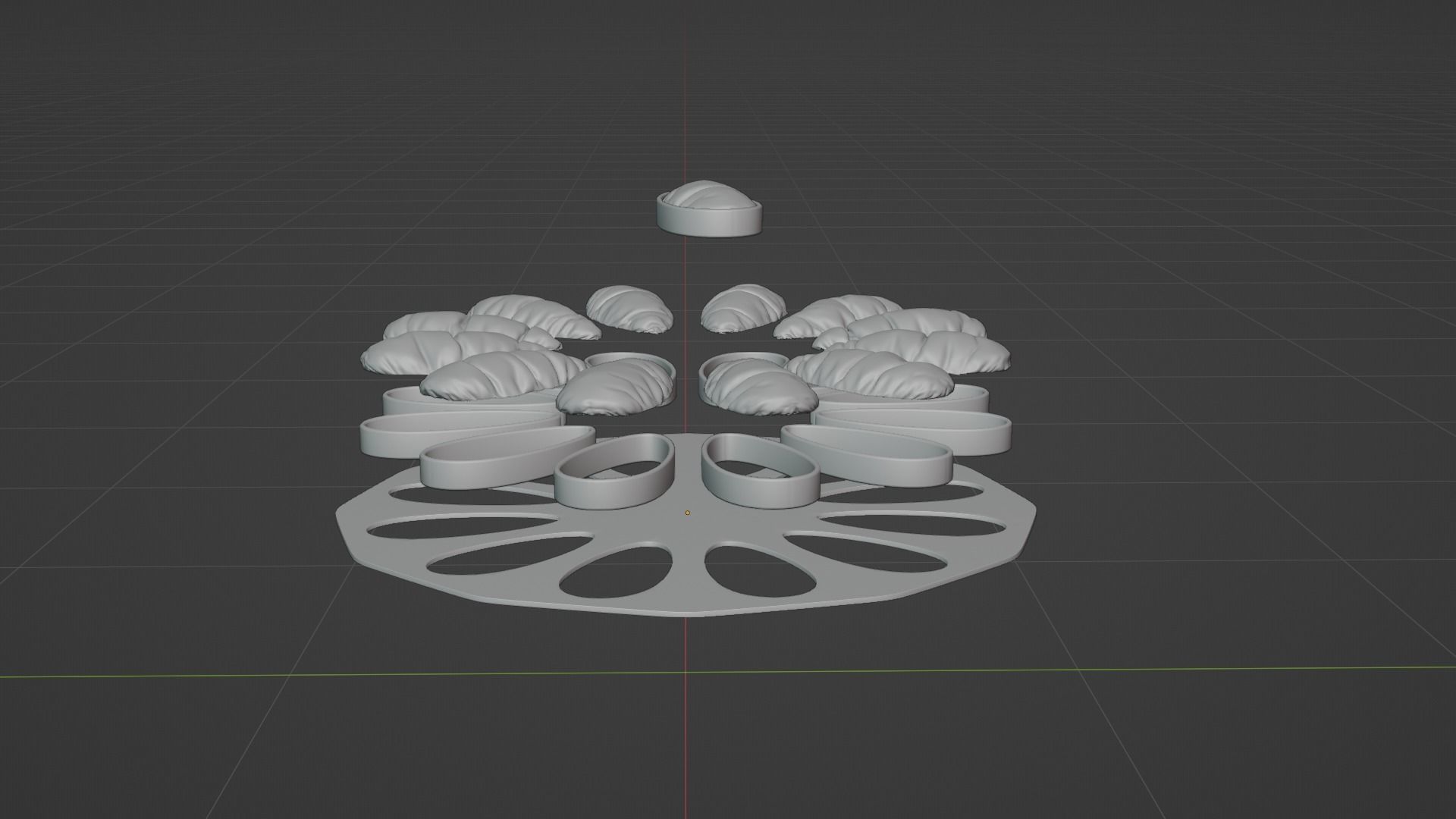 Sci-fi circular padding pillows surface panel Low-poly 3D model_38