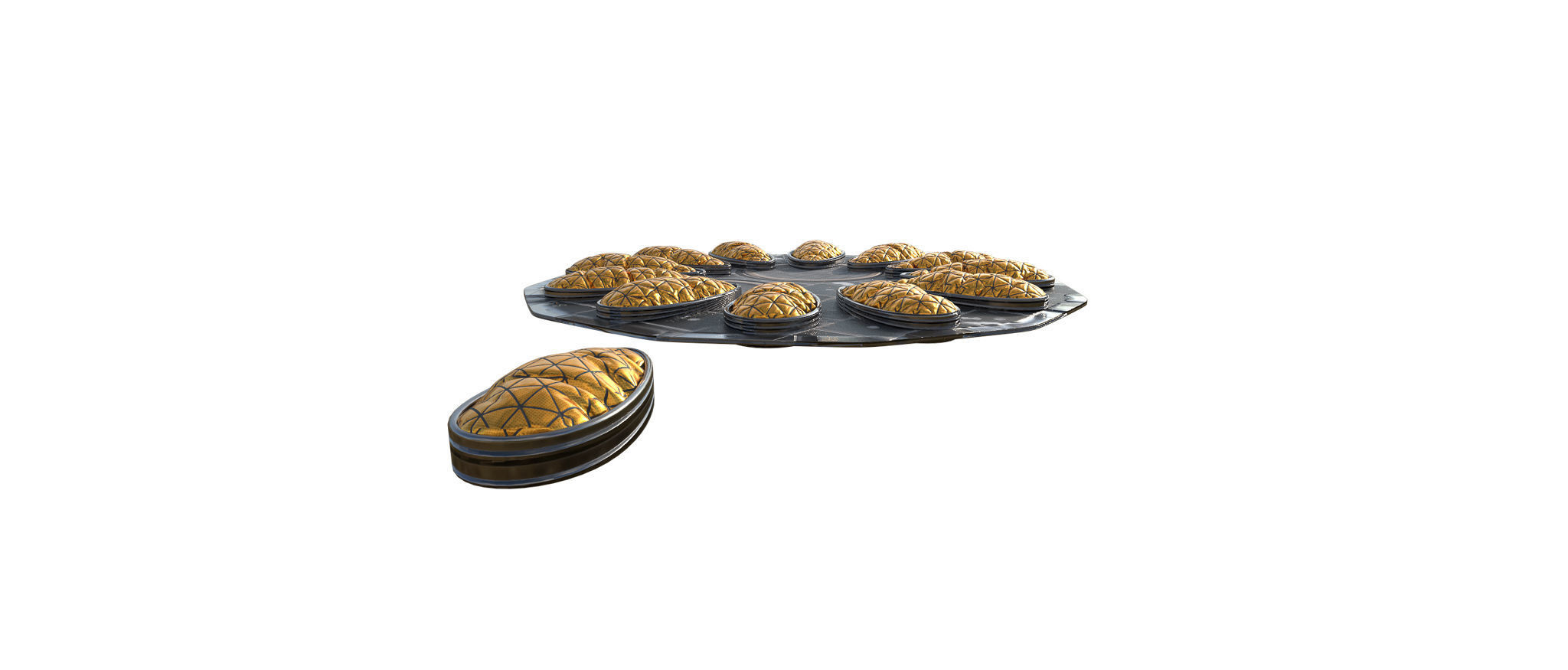 Sci-fi circular padding pillows surface panel Low-poly 3D model_16