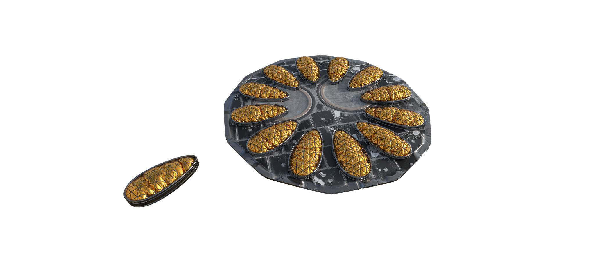 Sci-fi circular padding pillows surface panel Low-poly 3D model_21