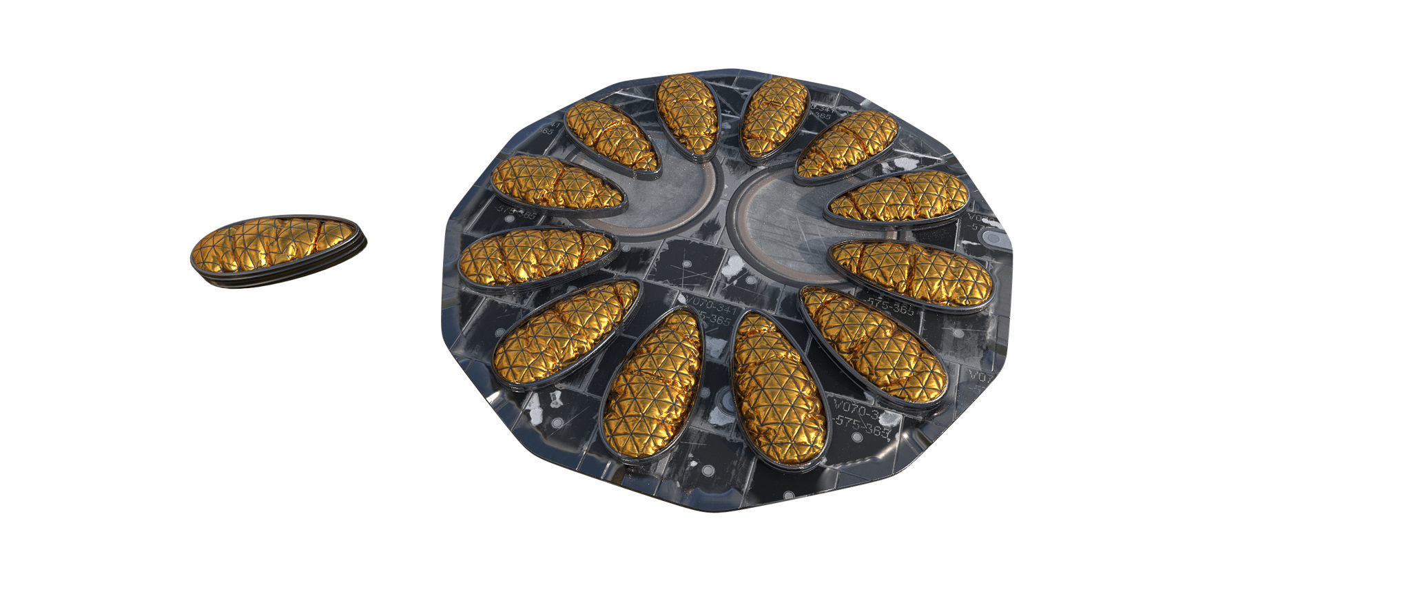 Sci-fi circular padding pillows surface panel Low-poly 3D model_28