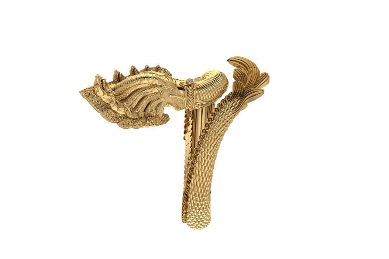 Naga khmer Ring Gold Dragon Cambodia Naga 3D print model 3D print model_5