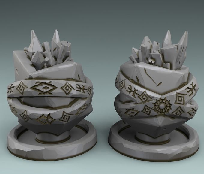 set street two stone urns on table 3D print model_2