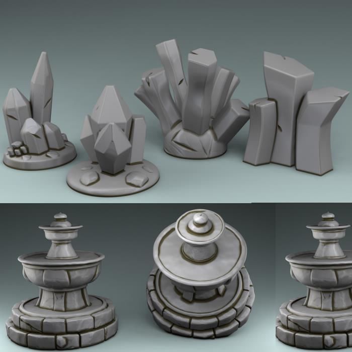 set street two stone urns on table 3D print model_3