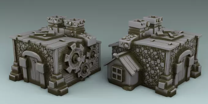 set street two stone urns on table 3D print model_0