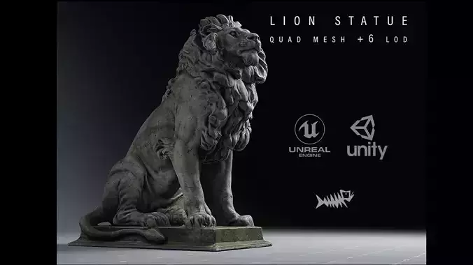 Lion Statue PBR 4K