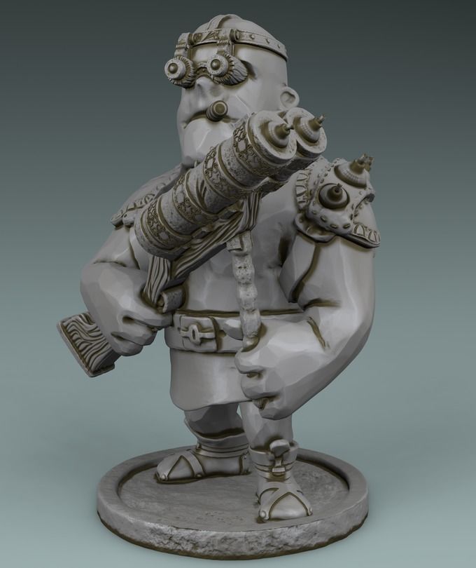 a set of houses and a gnome 3D print model_2