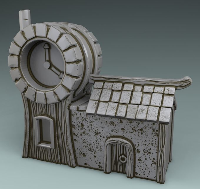 a set of houses and a gnome 3D print model_4