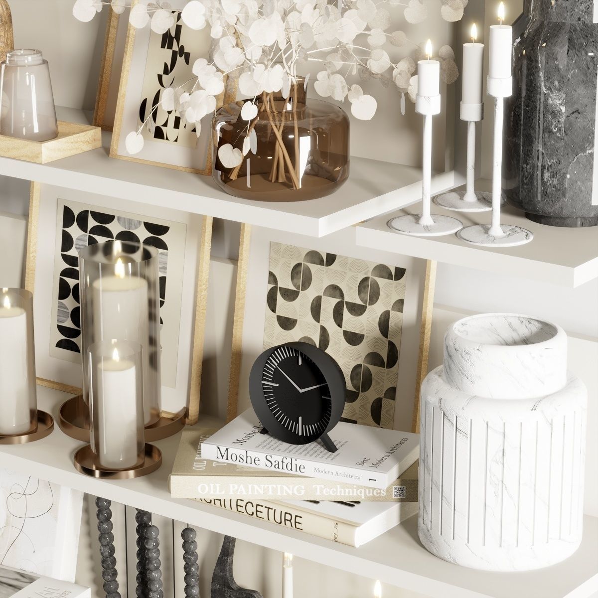 Decorative set 1 shelf 3D model_4