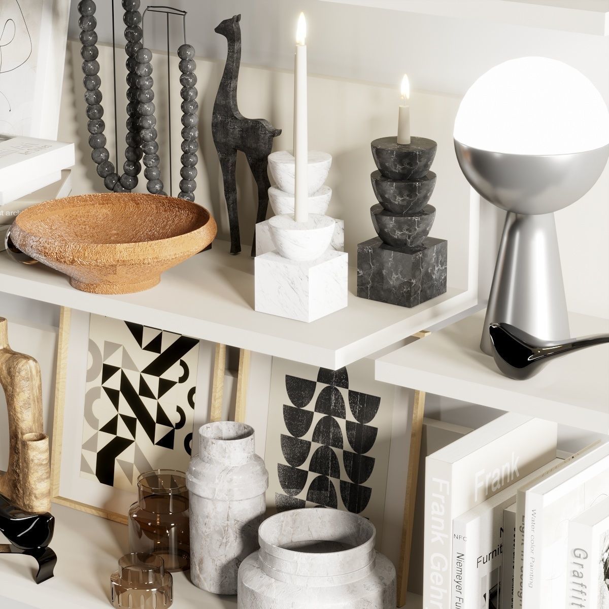 Decorative set 1 shelf 3D model_5