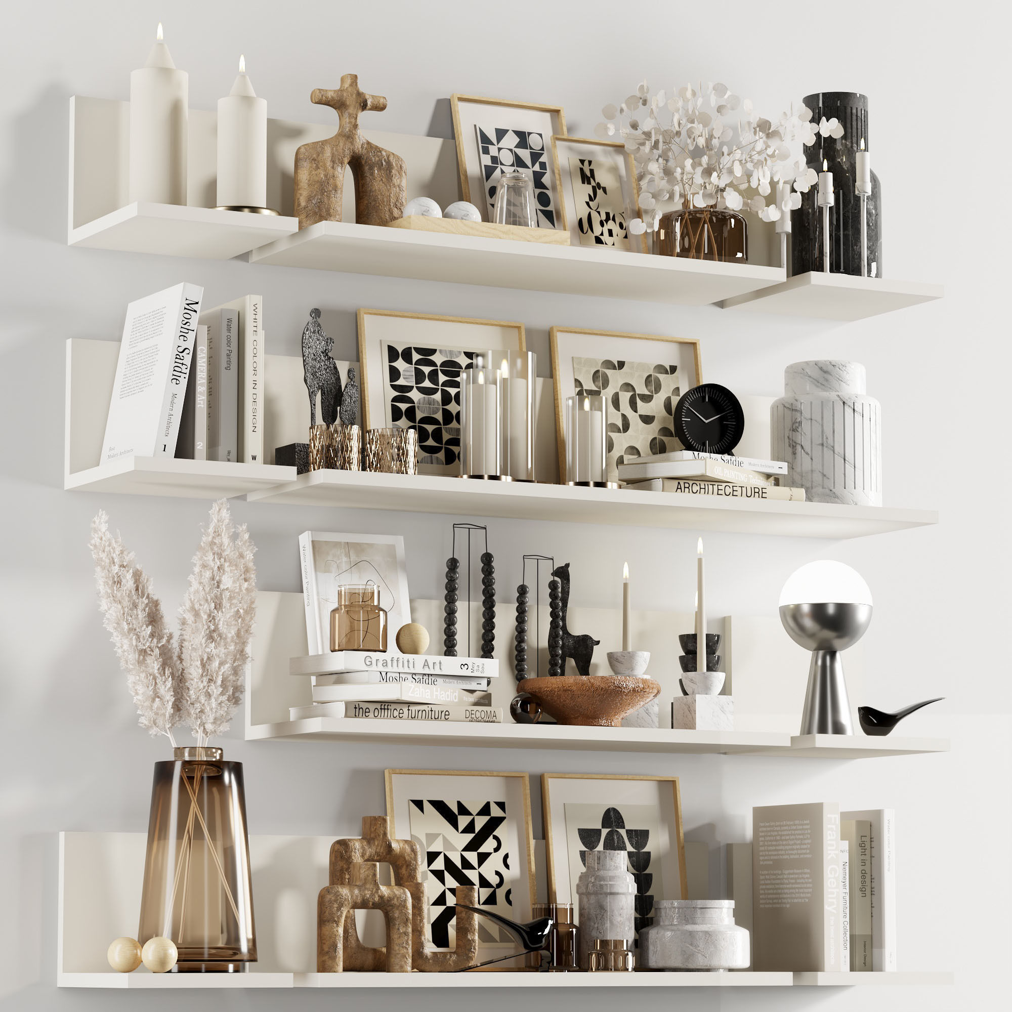 Decorative set 1 shelf 3D model_1