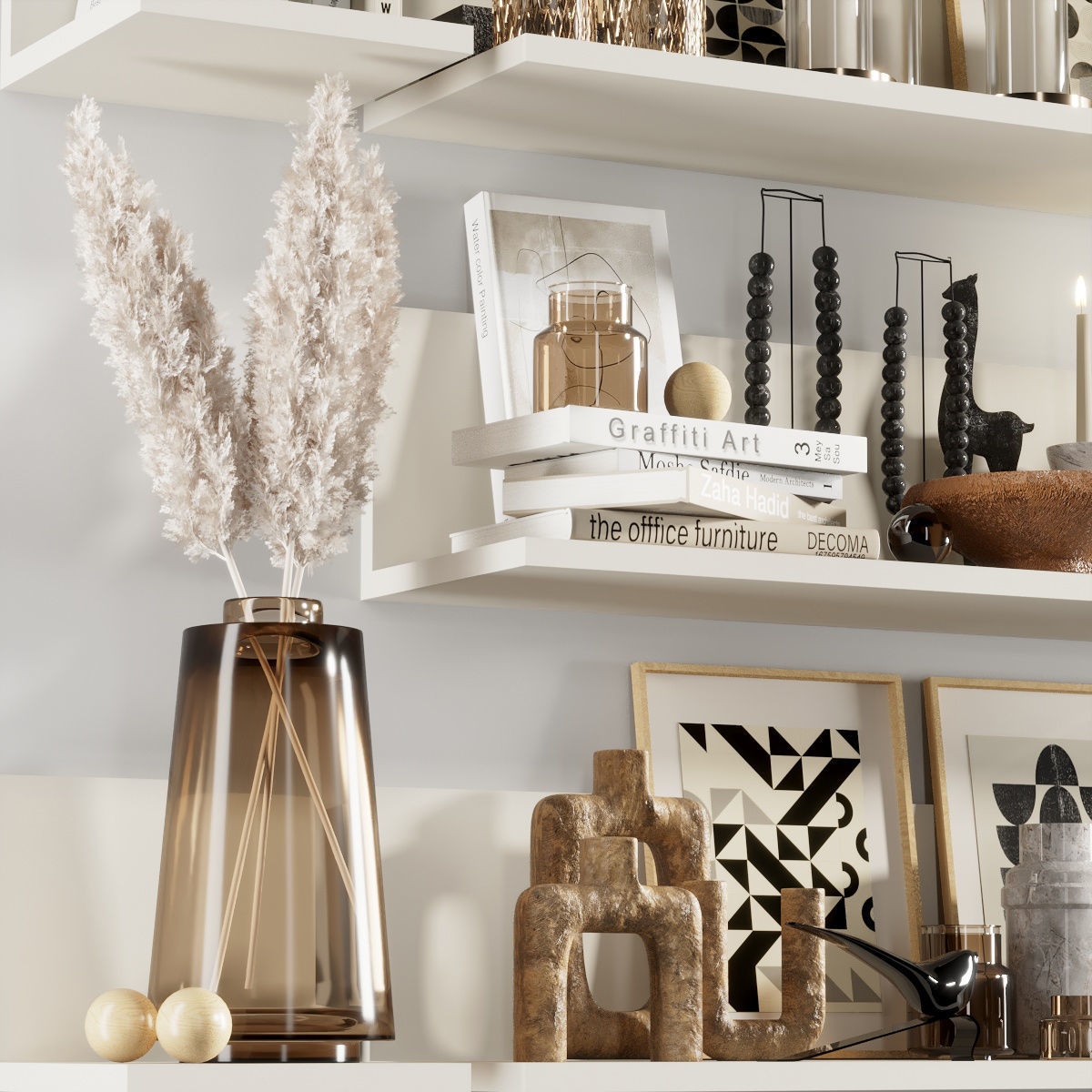 Decorative set 1 shelf 3D model_2