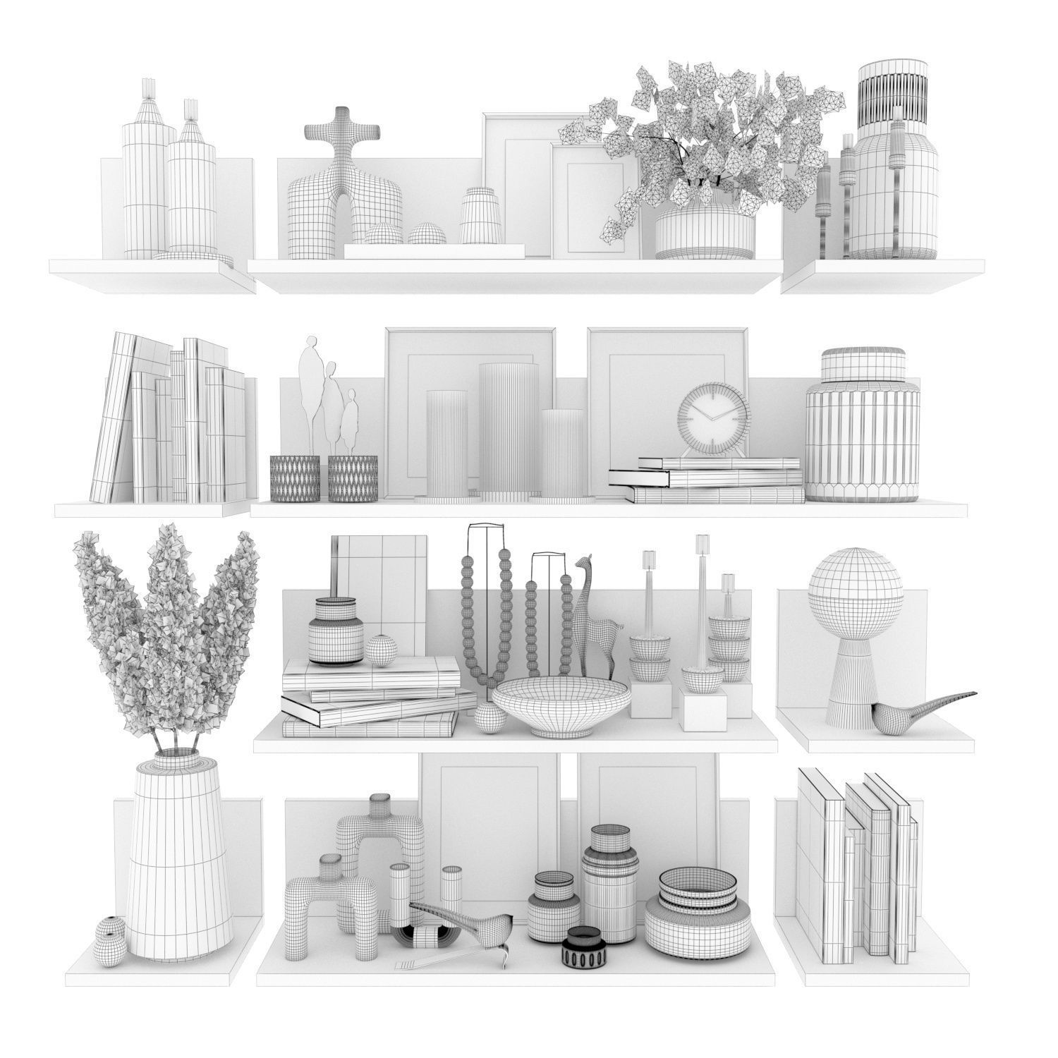 Decorative set 1 shelf 3D model_6