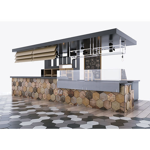 Bar counter for cafes and eateries Low-poly 3D model