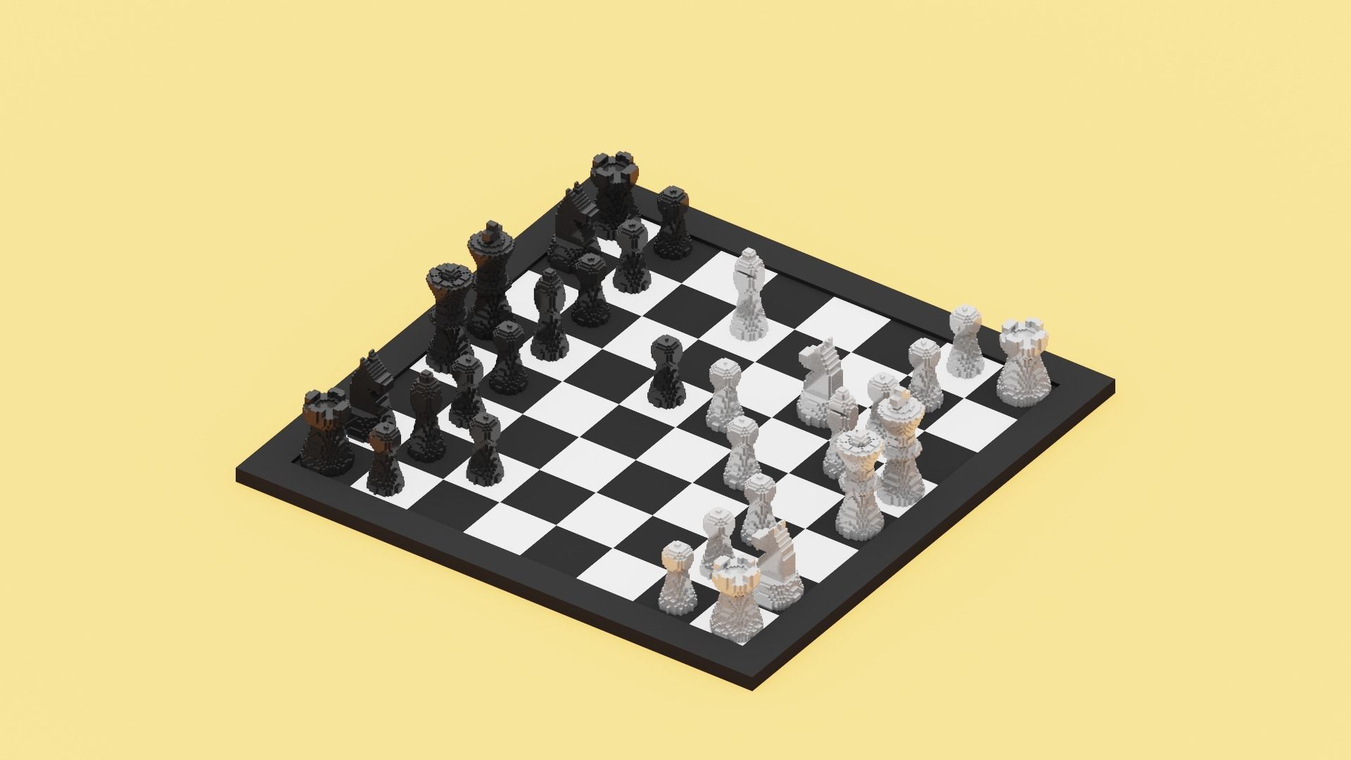Voxel Chess Low-poly 3D model_12