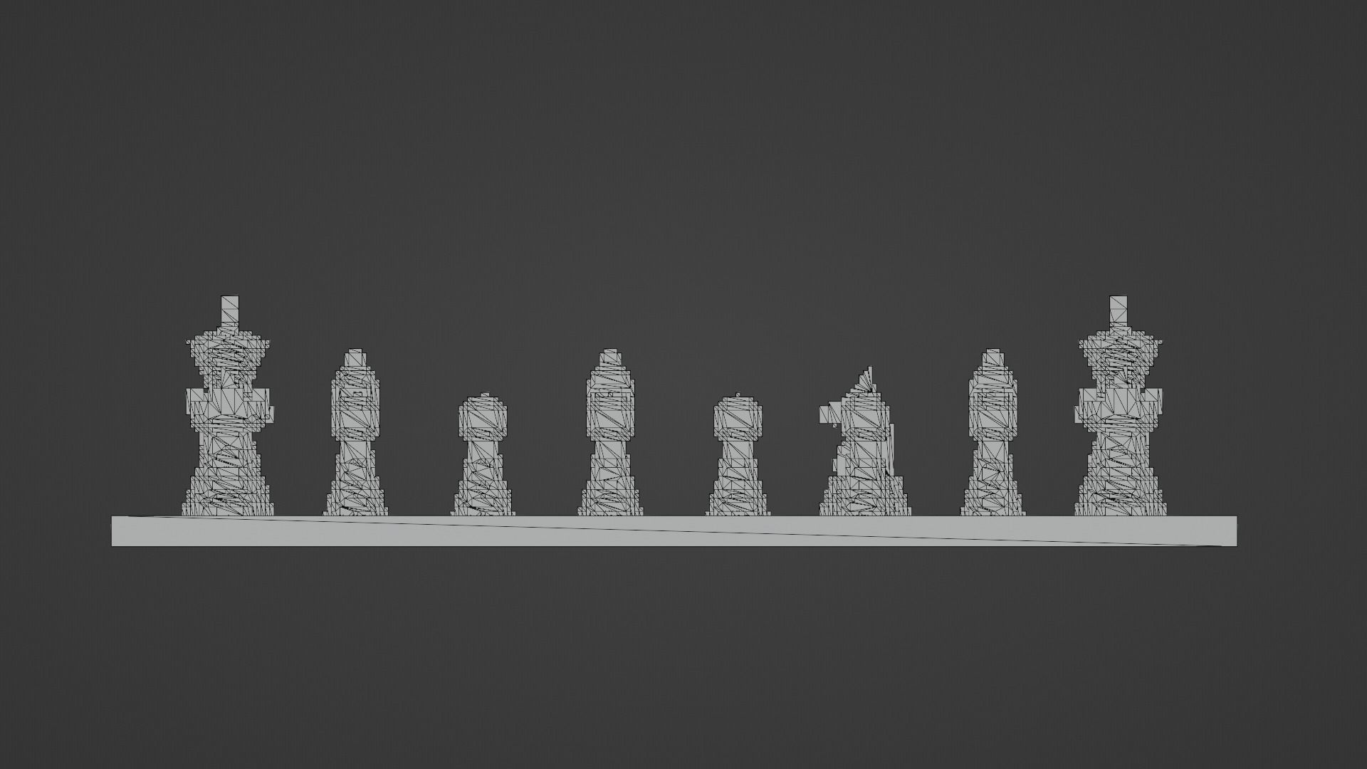 Voxel Chess Low-poly 3D model_7