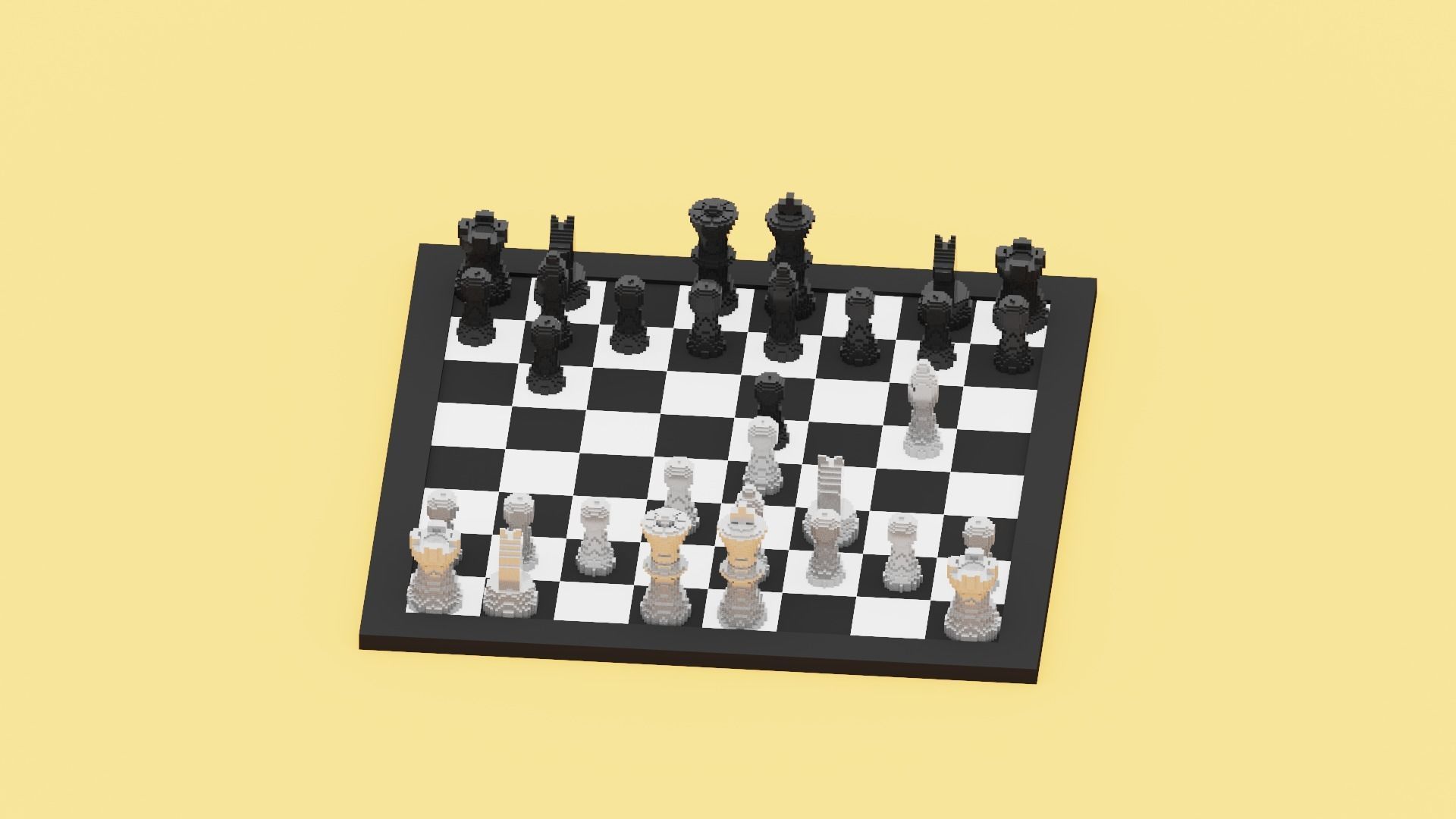 Voxel Chess Low-poly 3D model_14