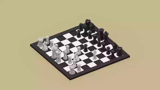 Voxel Chess Low-poly 3D model