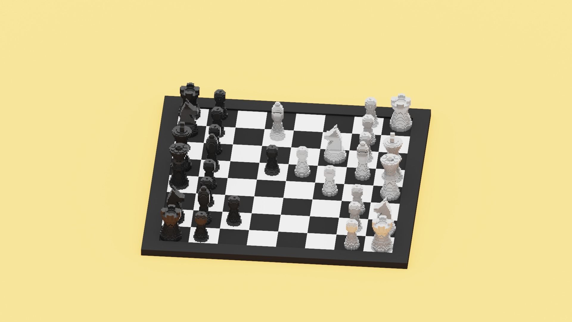 Voxel Chess Low-poly 3D model_11