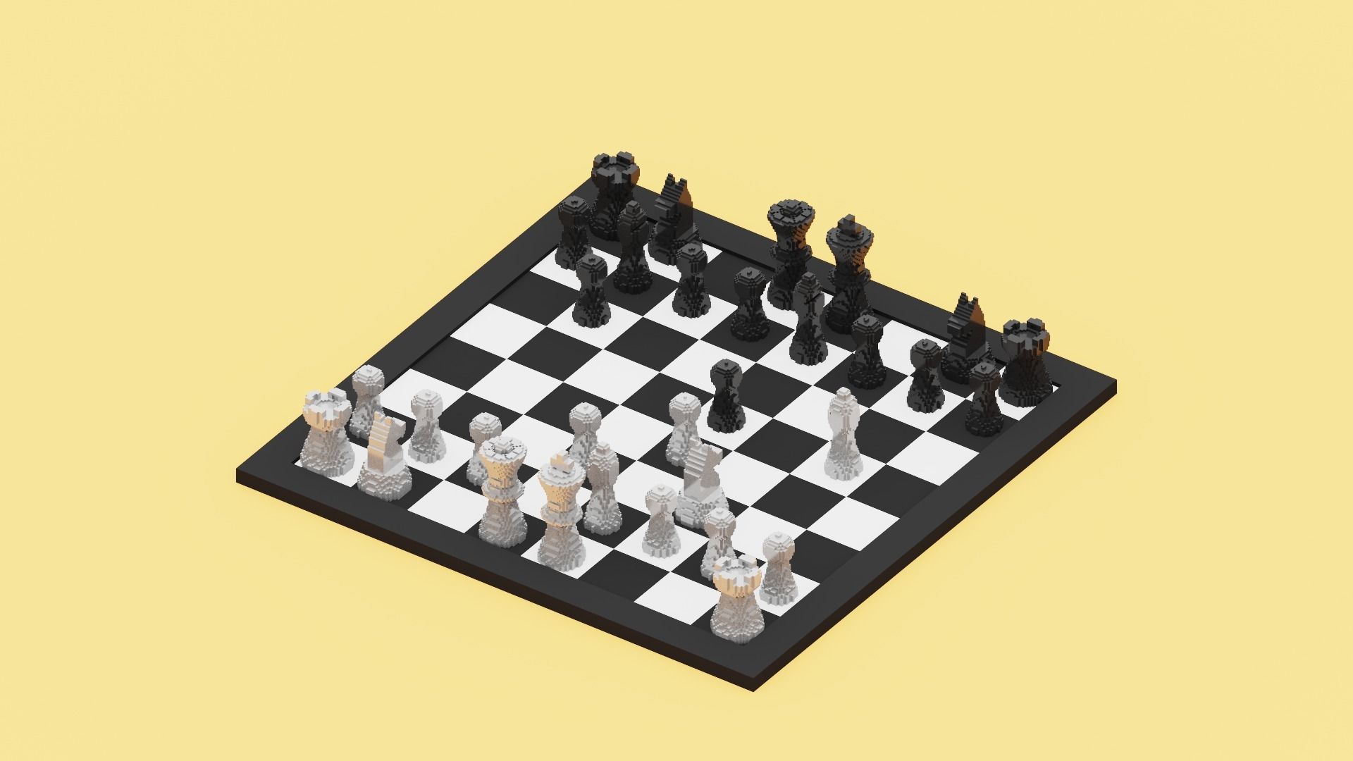 Voxel Chess Low-poly 3D model_15