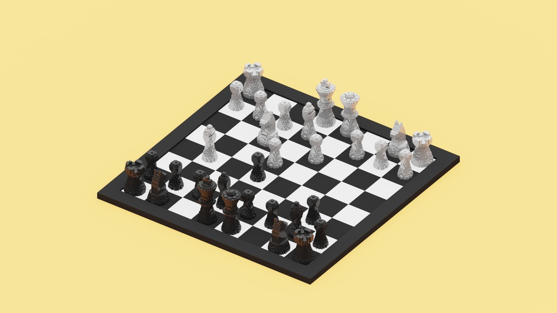 Voxel Chess Low-poly 3D model_21